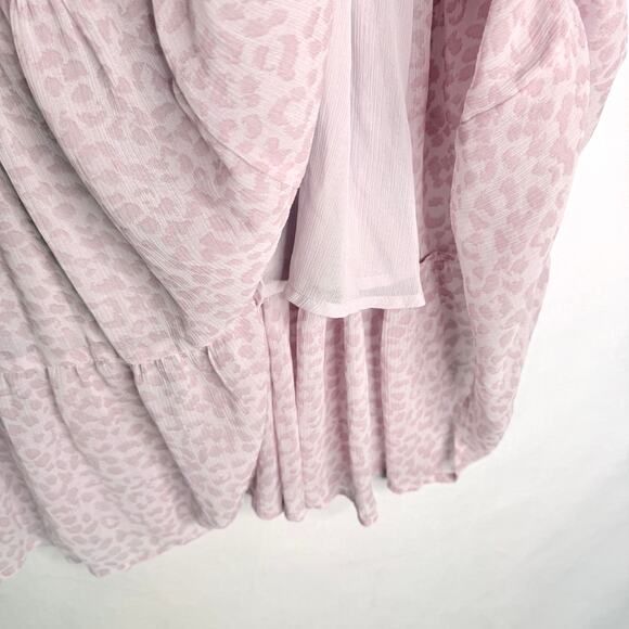 Aerie Pink Leopard Print Tiered Maxi Skirt Small - Picture 7 of 8
